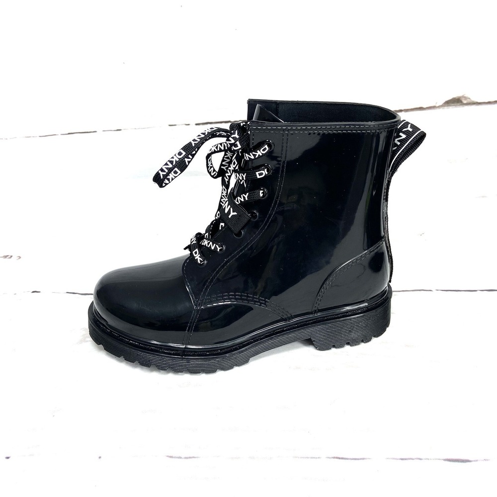 DKNY Shoes Women's 8M Black Tilly Waterproof Combat Boots Lace Up New